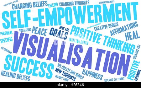 Visualisierung-Wortwolke auf weißem Hintergrund. Stock Vektor