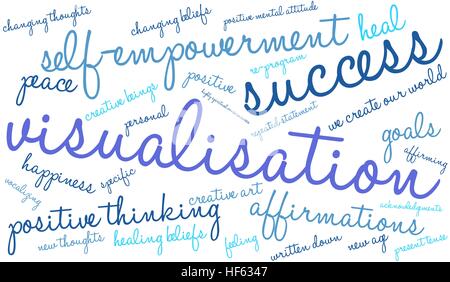 Visualisierung-Wortwolke auf weißem Hintergrund. Stock Vektor