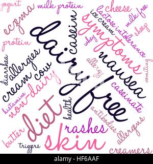 Dairy Free Wortwolke auf weißem Hintergrund. Stock Vektor