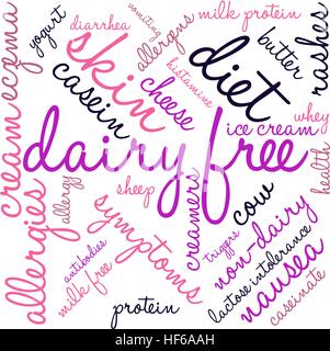 Dairy Free Wortwolke auf weißem Hintergrund. Stock Vektor