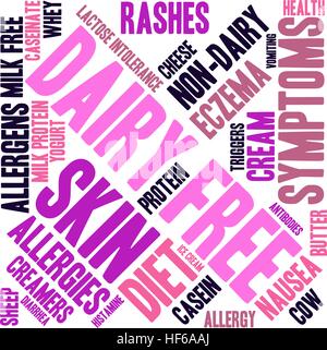 Dairy Free Wortwolke auf weißem Hintergrund. Stock Vektor