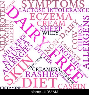 Dairy Free Wortwolke auf weißem Hintergrund. Stock Vektor