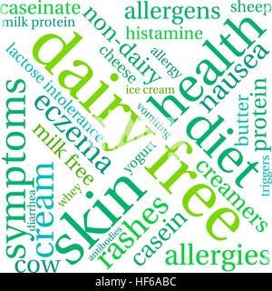 Dairy Free Wortwolke auf weißem Hintergrund. Stock Vektor