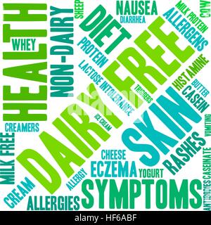 Dairy Free Wortwolke auf weißem Hintergrund. Stock Vektor