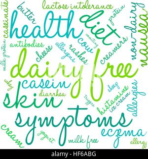 Dairy Free Wortwolke auf weißem Hintergrund. Stock Vektor