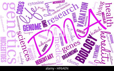 DNA-Wortwolke auf weißem Hintergrund. Stock Vektor