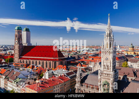München Skyline, Stadtzentrum, Neues Rathaus (Neues Rathaus), Bayern, Deutschland Stockfoto