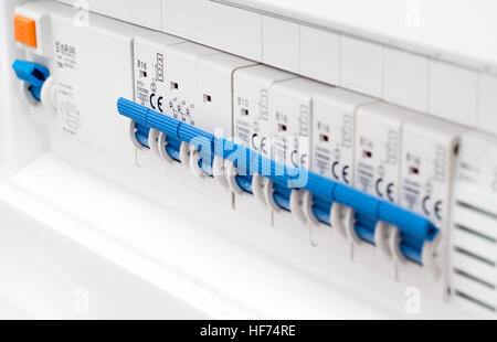 Nahaufnahme der elektrische Sicherungskasten Stockfoto