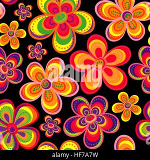 Vektor-Blumenmuster in Gekritzelart mit Blumen. Sanfte, Frühling Blumen Hintergrund. Stock Vektor