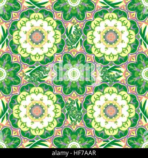 Traditionelle orientalische Ornament, mediterrane Musterdesign, Kachel-Design, Vektor-Illustration. Leuchtend grüne Vektormuster. Stock Vektor