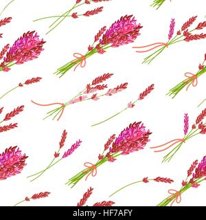 Nahtloses Muster mit Hand gezeichnet, florale Elemente - duftenden Lavendel. Vektor-Illustration in hellen rosa-Ton. Stock Vektor