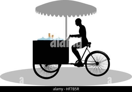 Vektor-Illustration EPS 10 Mann Fahrrad Eis auf weißem Hintergrund Stock Vektor