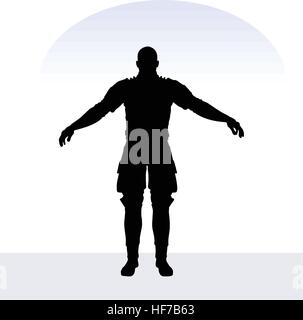 10 EPS-Vektor-Illustration des Mannes in Samurai posieren auf weißem Hintergrund Stock Vektor