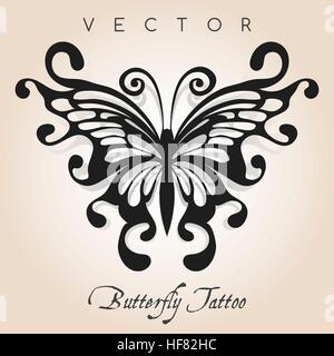 Fantasy Schmetterling Tattoo Stil. Vektor-Illustration. Stock Vektor