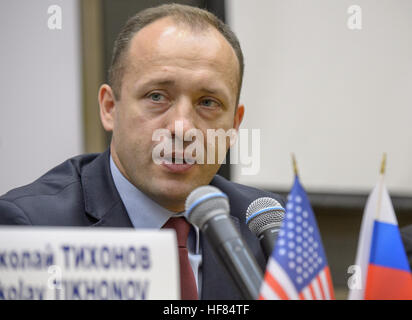 Expedition 49 backup Crew Mitglied russischen Kosmonauten Alexander Misurkin von Roskosmos ist während einer Besatzung Pressekonferenz am Gagarin Kosmonauten Training Center (GCTC), Freitag, 2. September 2016 in Star City, Russland gesehen. Stockfoto