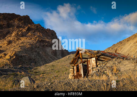 Altgold-Bergbau-Hütte in der Wüste von Nevada Stockfoto