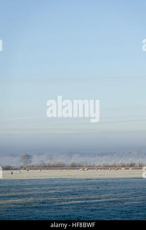 Milton Keynes, England, Vereinigtes Königreich. 28. Dezember 2016. Calverton, Milton Keynes. 28. Dezember 2016. Großbritannien Wetter. Eine eisige nebligen Kaltstart mit einem sehr starkem Frost um ländliche malerische Dorf Calverton, Milton Keynes. -3 Grad Celsius aufgezeichnet wurden, und Höhen heute werden voraussichtlich 4 Grad zu erreichen. © Francesca Moore/Alamy Live-Nachrichten Stockfoto