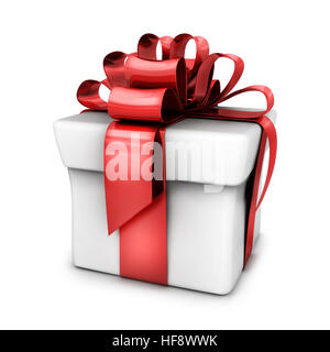Weißen und roten Geschenkband. 3D illustration Stockfoto