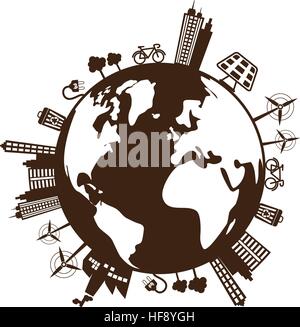 Eco grüne Stadt Symbol Vektor Illustration Grafik-design Stock Vektor