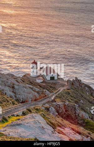 Point Reyes Leuchtturm, Sonnenuntergang. Point Reyes National Seashore, Nord-Kalifornien, USA Stockfoto