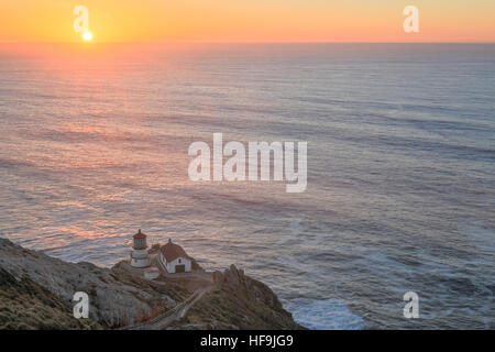 Point Reyes Leuchtturm, Sonnenuntergang. Point Reyes National Seashore, Nord-Kalifornien, USA Stockfoto