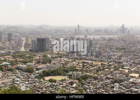 Blick von oben auf der N Seoul Tower, Seoul, Südkorea Stockfoto