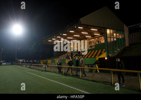 Gesamtansicht des Bodens während Romford Vs Thurrock, Ryman League Division 1 Norden Fußball im Schiff Lane am 28. Dezember 2016 Stockfoto