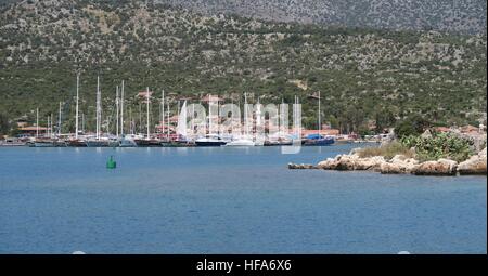 Hafen von Ucagiz in der Nähe von Kekova Insel und die versunkene Stadt Simena in der Türkei Stockfoto