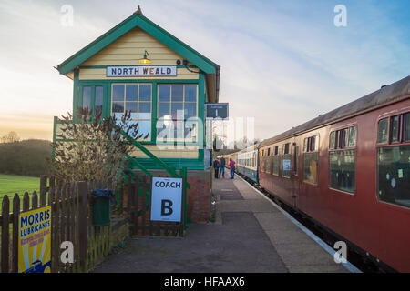 North Weald Vintage Signal box, 1888, Epping Ongar Railway, Dampf Museumsbahn auf ehemaligen Londoner U-Bahn Linie, Essex Stockfoto