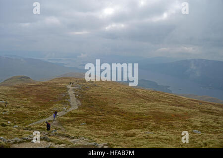 Wanderer auf Ben Lomond, der Trossachs National Park-Schottland Stockfoto