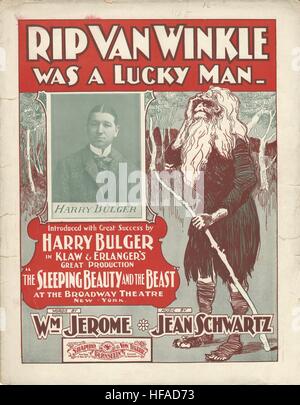 "Rip Van Winkle war ein glücklicher Mann" aus dem Jahre 1901 musical "The Sleeping Beauty and the Beast" Cover Sheet Music Stockfoto