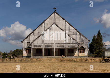 Baptist Kirche von Longwa Dorf, Mo District, Nagaland, Indien. Stockfoto