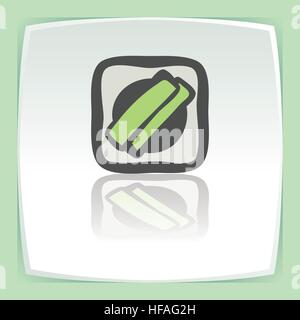 Vektor-Gliederung-Sushi-Reis Rollen mit grünen Rasen und Wasabi Japan Lebensmittel Symbol auf weiße quadratische Platte. Elemente für mobile Konzepte und Web-apps. Modus Stock Vektor