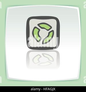 Vektor-Umriss Sushi-Reisrolle mit grünem Gras und Wasabi japan Food-Symbol auf weißen flachen quadratischen Teller. Modernes Infografik-Logo und Piktogramm Stock Vektor