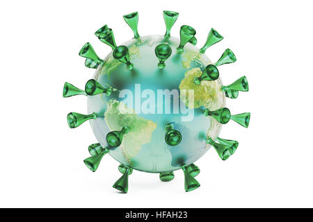 Virus-Erde, 3D-Rendering isolierten auf weißen Hintergrund Stockfoto