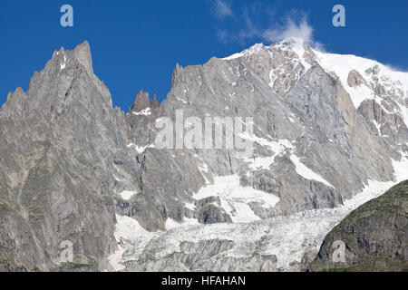 Italienische Seite Mont Blanc Sommerlandschaft. Mont Blanc ist der höchste Gipfel Europäische Westalpen. Stockfoto