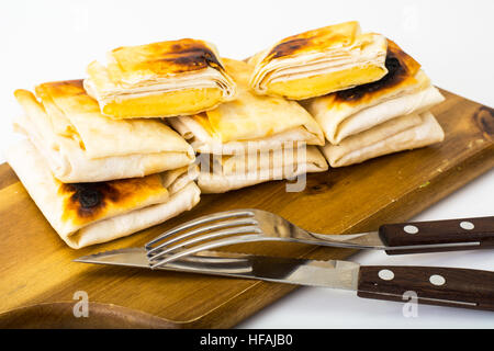 Fried Pita-Brot mit Käse Stockfoto