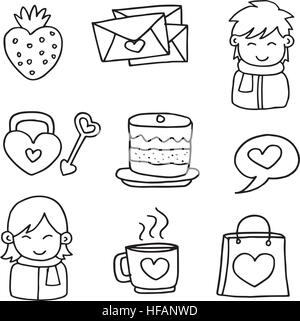 Abbildung der Liebe mit der Hand zeichnen Kritzeleien Stock Vektor