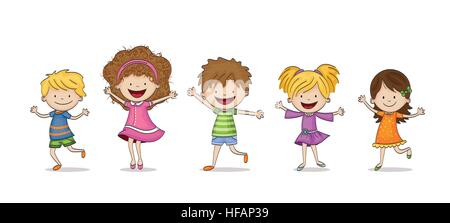 Vier lustige Cartoon-Kids Stock Vektor
