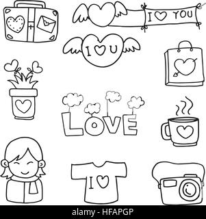 Abbildung der Liebe mit der Hand zeichnen Kritzeleien Stock Vektor