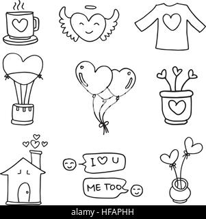 Abbildung der Hand Unentschieden Liebe doodles Stock Vektor