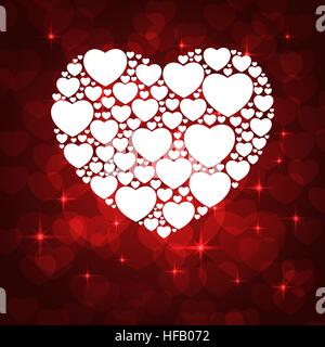 weißen Herzen auf rotem Grund Stock Vektor