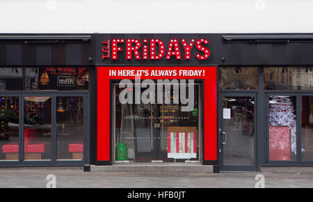 Allgemeine Ansicht GV des TGI Fridays Restaurant, 30 Leicester Square, London WC2H 7JZ Stockfoto