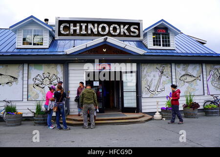 Chinooks Restaurant in der Stadt Seward, Alaska, USA Stockfoto