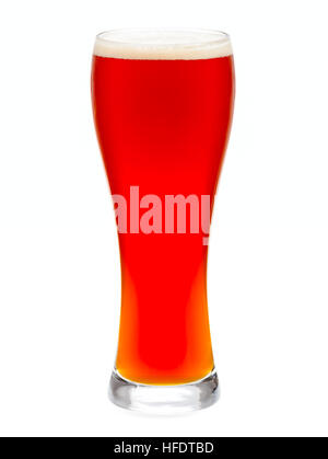 Volles Glas helles Bier isoliert auf weißem Hintergrund Stockfoto