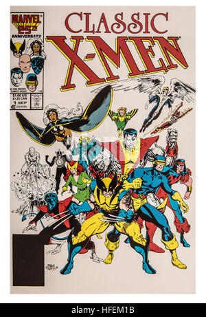 MARVEL 25 Jahrestag X-Men Classic (1986 Classic X-Men) Comic-Buch auf weißem Hintergrund Stockfoto