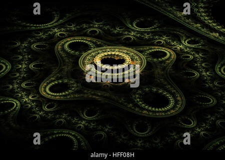 Helles Gelb und Grün Abstrakt Runde Fraktale Stockfoto