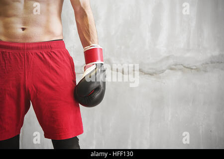 Nahaufnahme von Boxer Hand mit Handschuh Stockfoto
