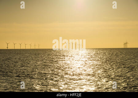 Gunfleet Sands Windpark vor der Küste Clacton on Sea Essex England. Boxing Day 2016 Stockfoto