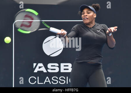 Auckland, Neuseeland. 30. Dezember 2016. Tennis-star super Serena Williams während einer Trainingseinheit im ASB Tennis Centre, Auckland, Neuseeland. Sie soll bei der ASB Classic spielen Tennisturnier am Montag 2 Januar beginnt © Shirley Kwok/Pacific Press/Alamy Live News Stockfoto